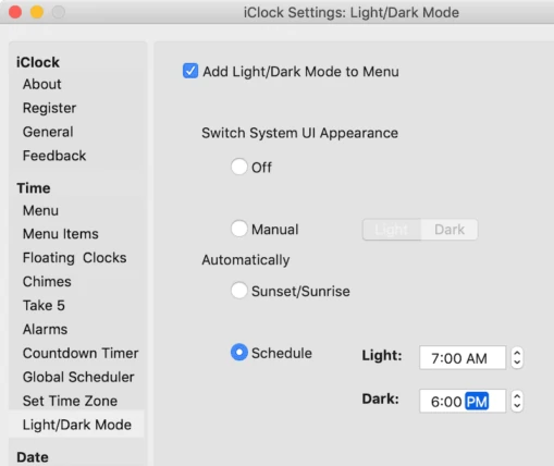 iClock floating clocks and preferences