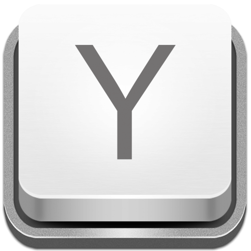 ikon ykey/logo apl mac daripada plum menakjubkan. terdiri daripada y di atas kekunci papan kekunci komputer putih. mengautomasikan skrip larian automasi menjimatkan masa melaksanakan tindakan menjalankan arahan