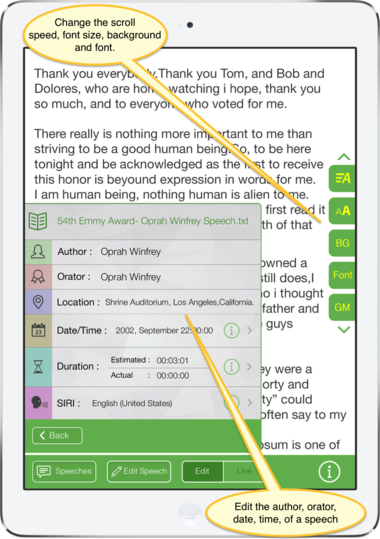 Speechmaker, Speech maker for ios, Speechmaker for creating speeches in iDevices