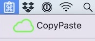 Green means iCloud is on for use by CopyPaste