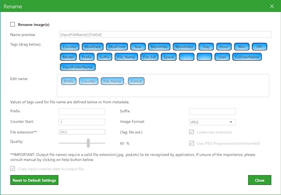 rename panel in iwatermark pro 2 for win