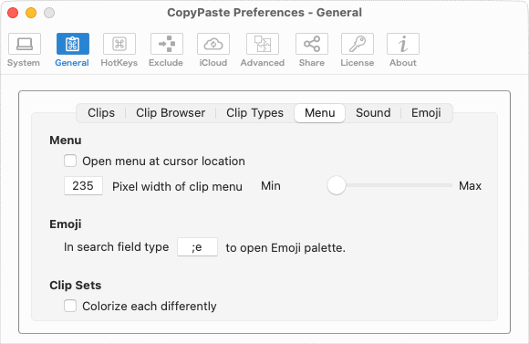 CopyPaste - menu pref